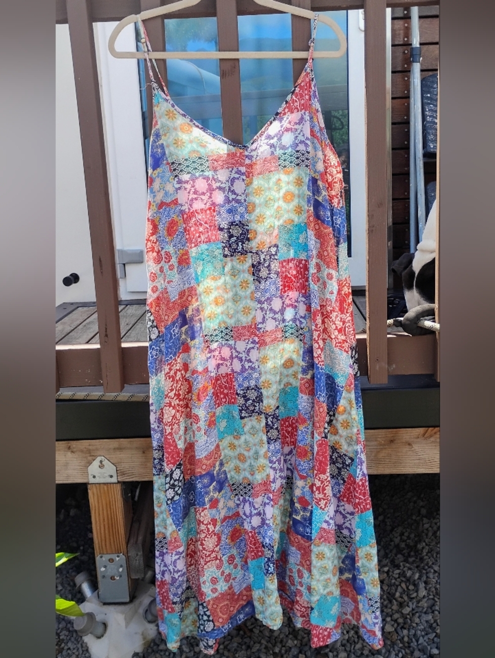 Favorite Natural Life Patchwork Print Maxi Sundress L